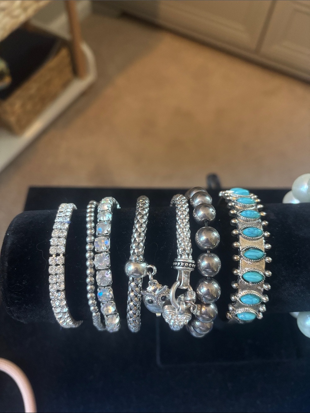 Silver and Turquoise Multi-Stack Bracelet Set
6 are stretchy.